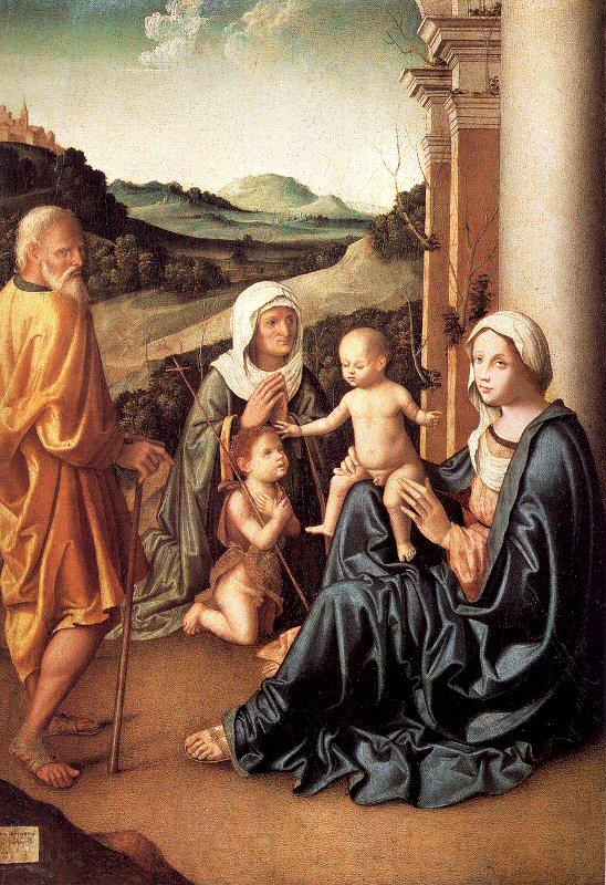 Palmezzano, Marco Holy Family with Saint Elizabeth and the Infant Saint John Norge oil painting art